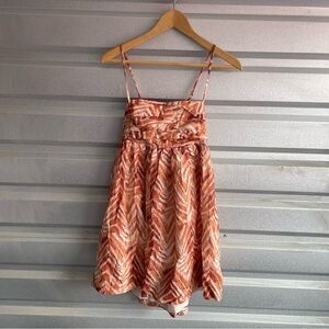 AMALIE THE LABEL NWT LOTTE LINEN BLEND TIE BACK BABYDOLL MINI DRESS TONAL ZEBRA